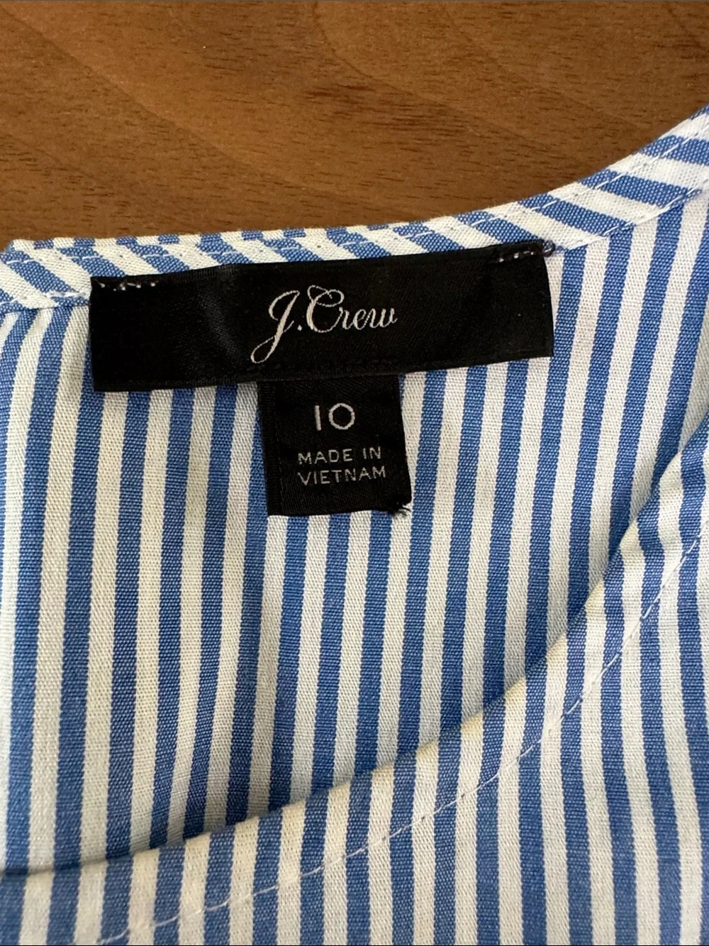 J. Crew Blue and White Striped Zipper -Back Casual Shirt